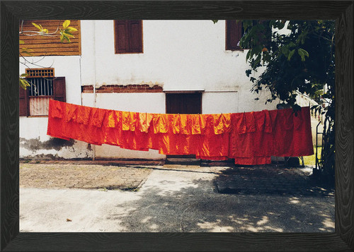 Orange robes drying framed - robes,