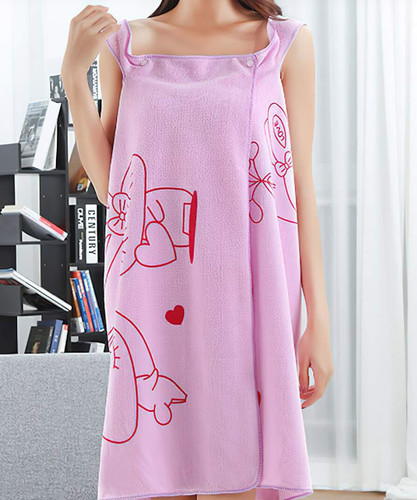 Women cartoon printed bathrobe - printed,