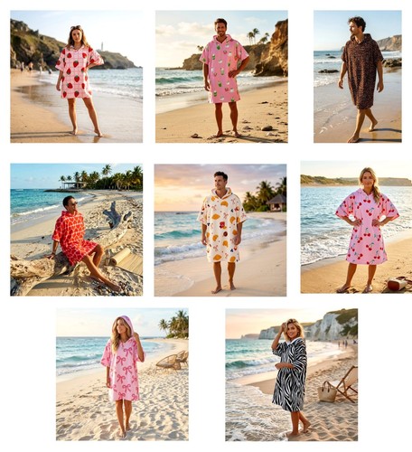 Printed adult beach hooded - adult,